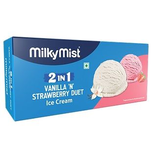 Milky Mist 2 in 1 Ice Cream Carton - Vanilla 'N' Strawberry Duet, 700ml