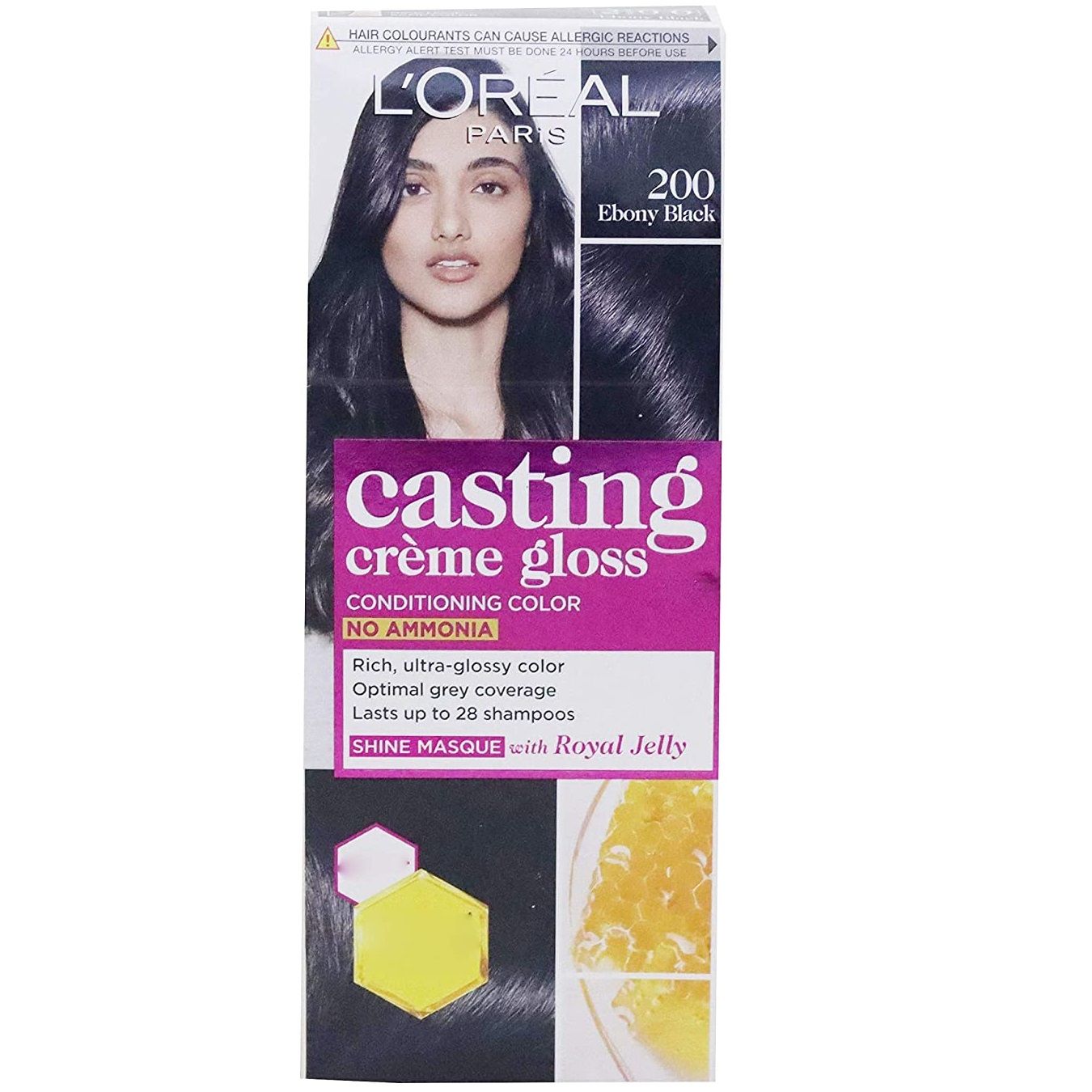 Loreal Paris Casting Creme Gloss Hair Colour - Ebony Black 200, 24ml + 21g