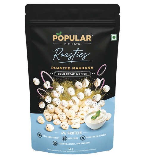 Popular Fit Eats Roasties Roasted Makhana Zipper Pouch - Sour Cream & Onion, 42g