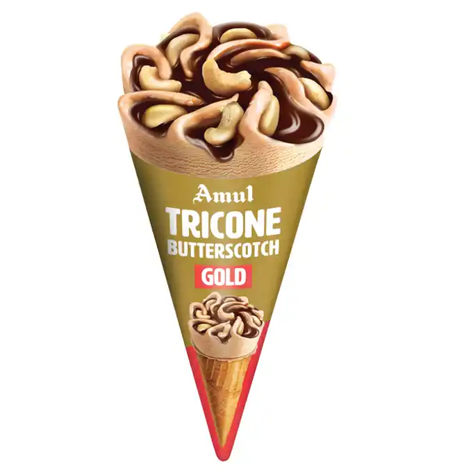 Amul Tricone Ice Cream Cone - Gold Butterscotch, 1L