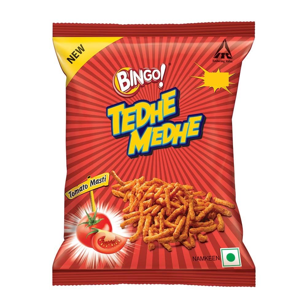 Bingo Tedhe Medhe Namkeen - Tomato, 21.5g