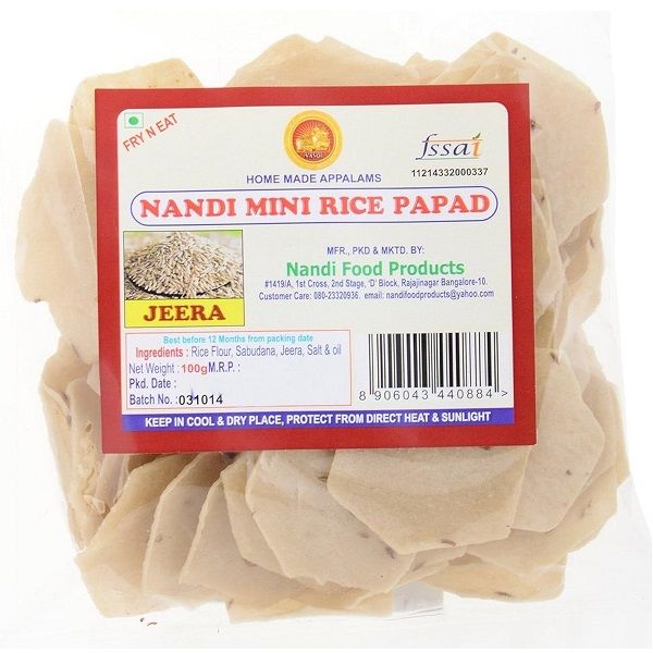 Sri Nandi Rice Papad - Jeera, 100g