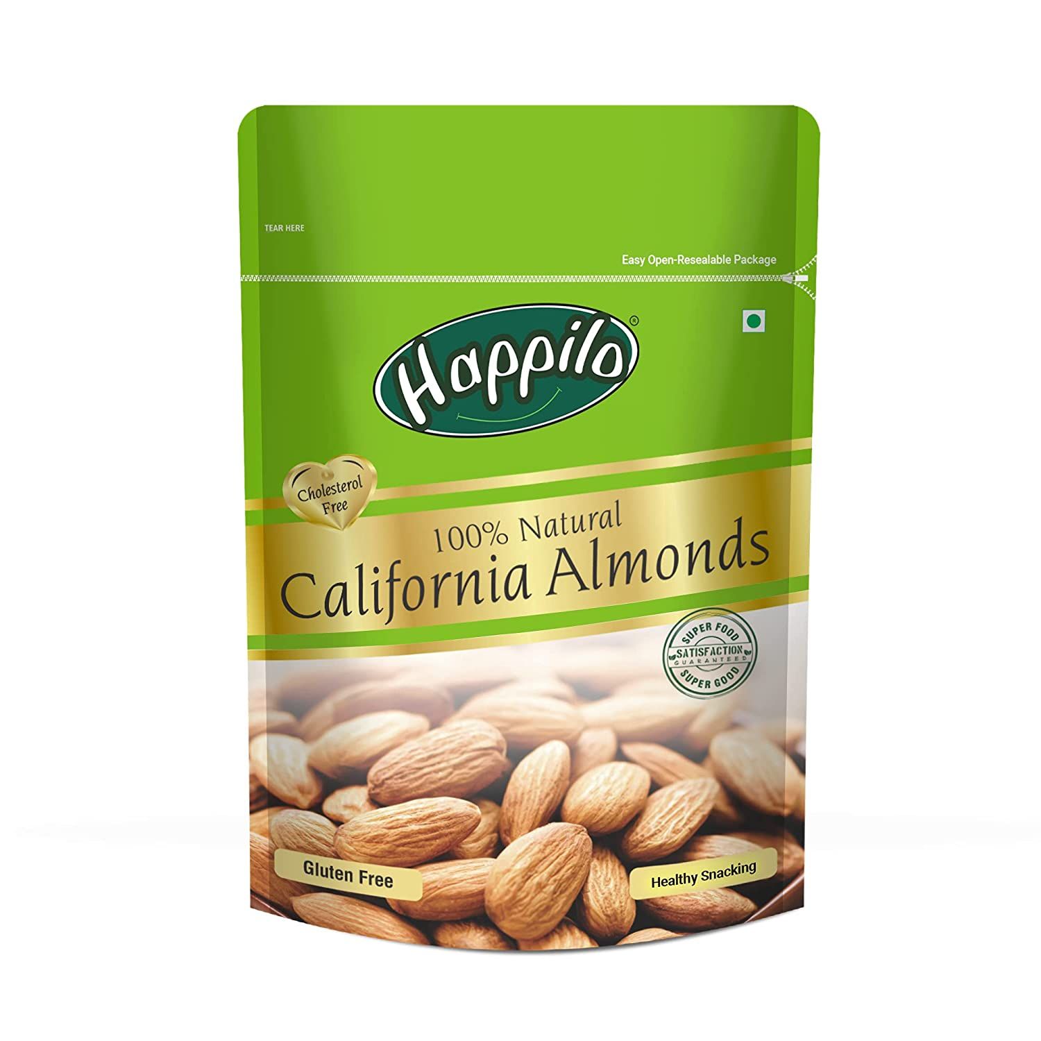 Happilo 100% Natural Premium Standy Pouch - Californian Almonds, 200g