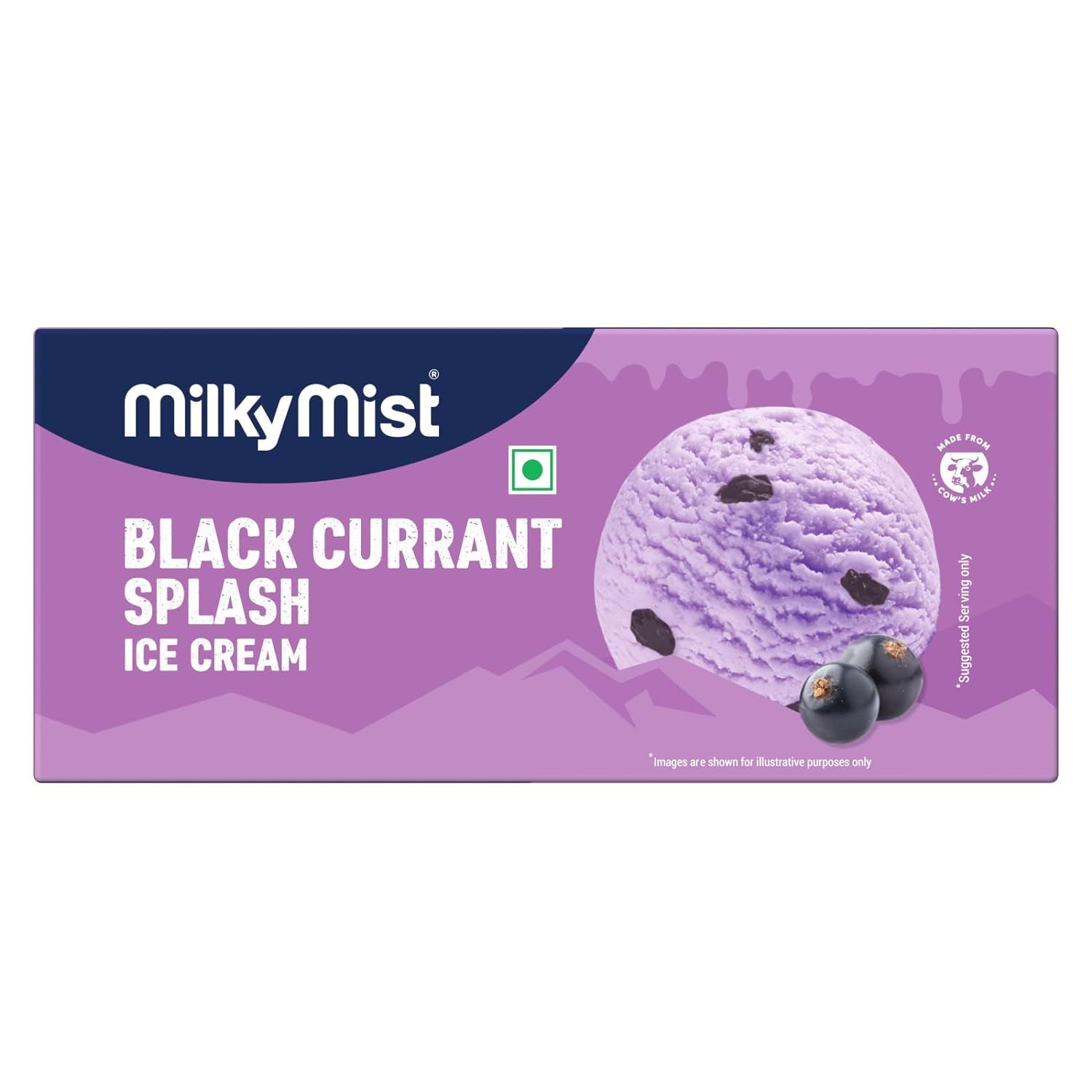 Milky Mist Ice Cream Carton - Black Current Splash, 750ml