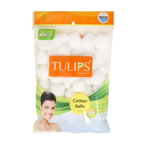 Tulips Cotton Balls - White, 50pcs