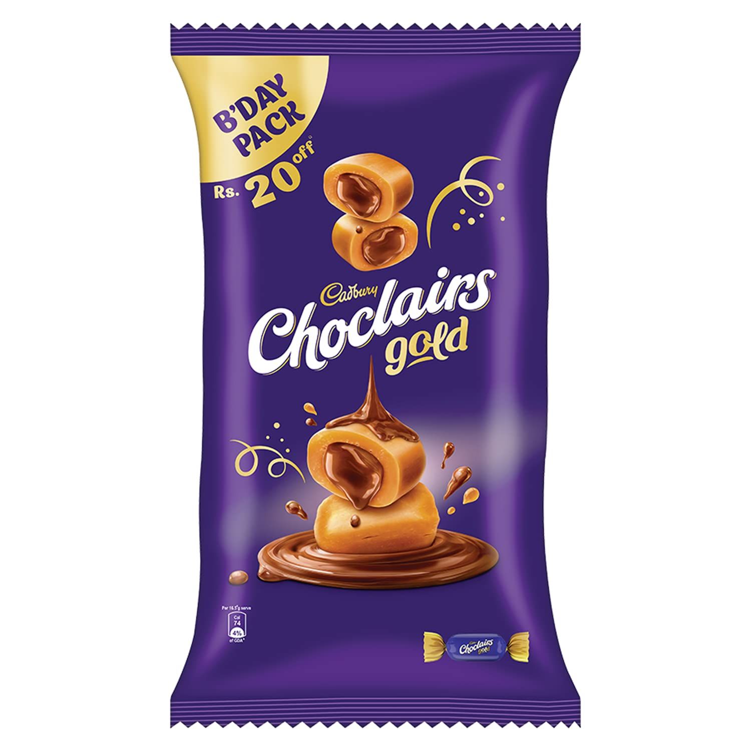 Cadbury (Rs.2) Choclairs Gold Candy, 5.5g, POUCH (Set of 110) Save Rs.20/-