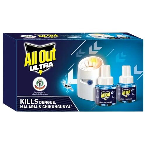 All Out Ultra Liquid Vaporiser Mosquito Repellent, 45ml (Machine + 2 Refills)