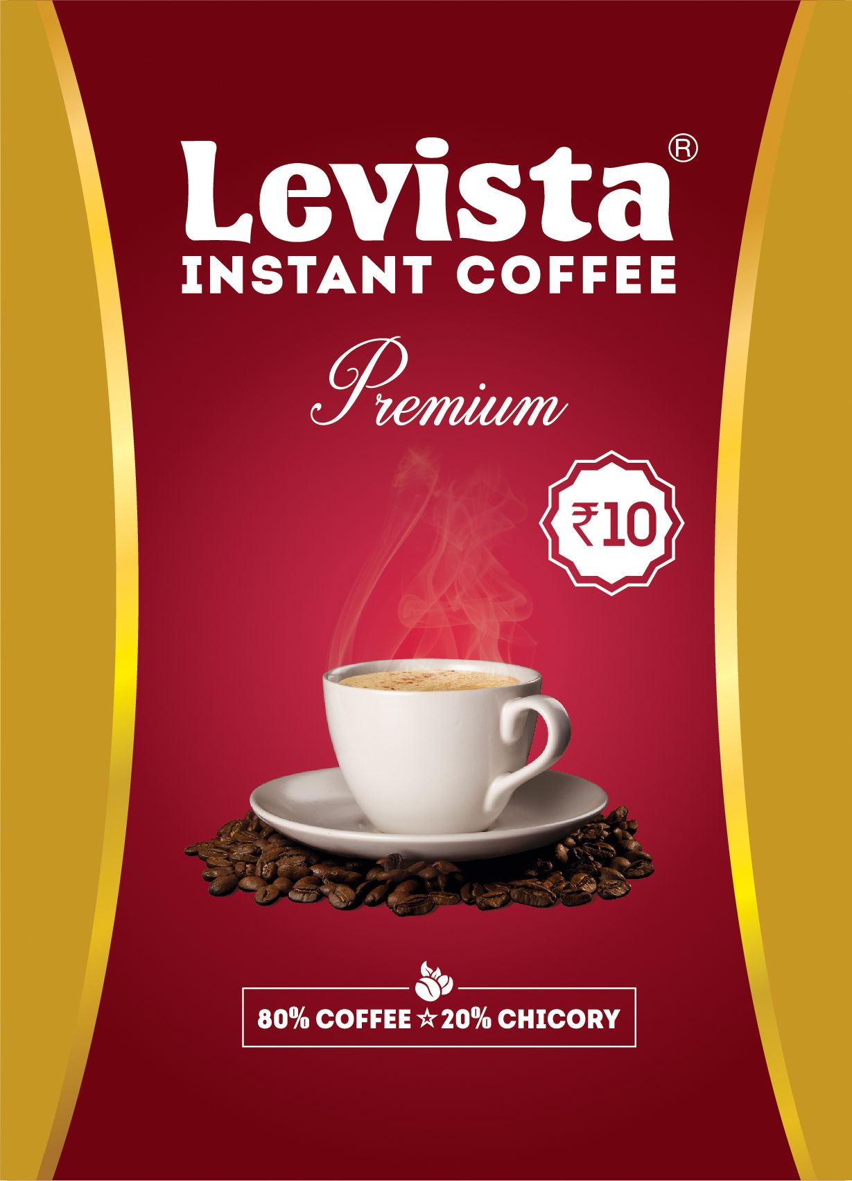 Levista (Rs.10) Instant Coffee Powder Sachet - Premium, 8g (80% Coffee 20% Chicory)