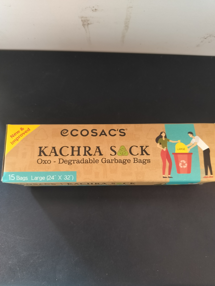 Ecosac's Kachra Sack Oxo Degradable Garbage Bags -  Large, 15pc (24cm X 32cm)