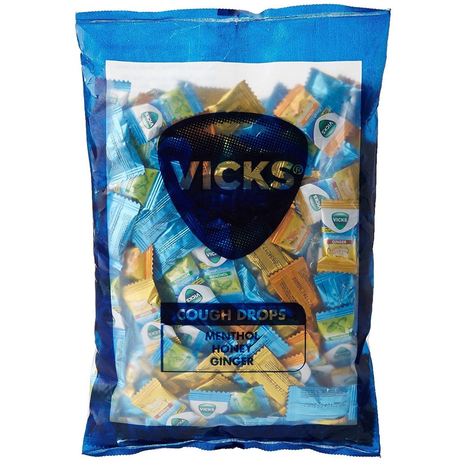 Vicks (Re.1) Throat Cough Drops Pouch - Menthol,Ginger & Honey, 2g (Set of 200)