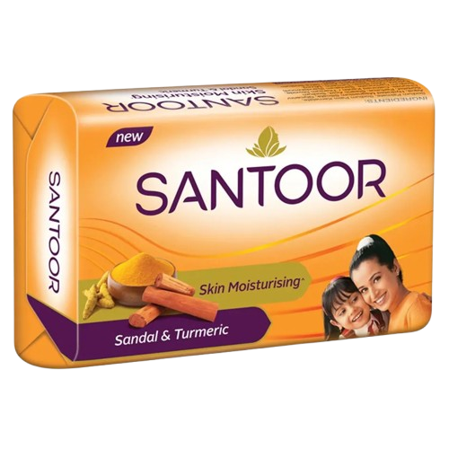Santoor Orange Soap - Sandal & Turmeric, 150g