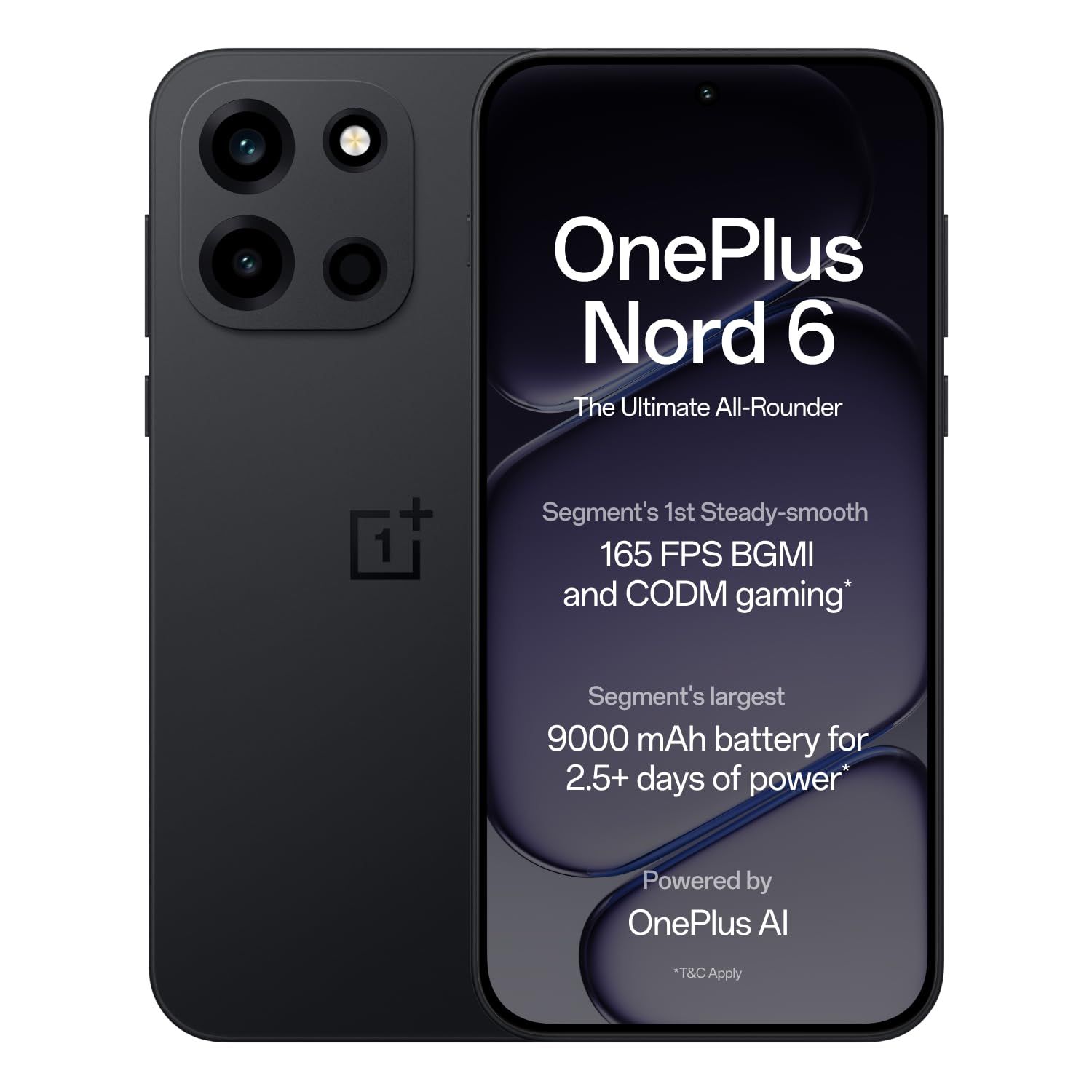 OnePlus Nord 6 | Snapdragon 8s Gen 4 | Smartphone ( 12GB RAM, 256GB ROM, Pitch Black)