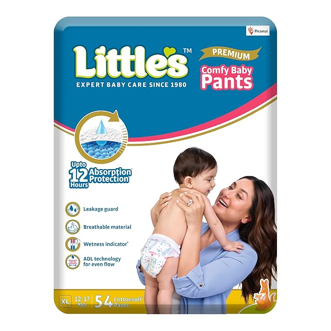 Little'S 12 Hours Absorption Protection Baby Diaper Pant - XL, 54pcs