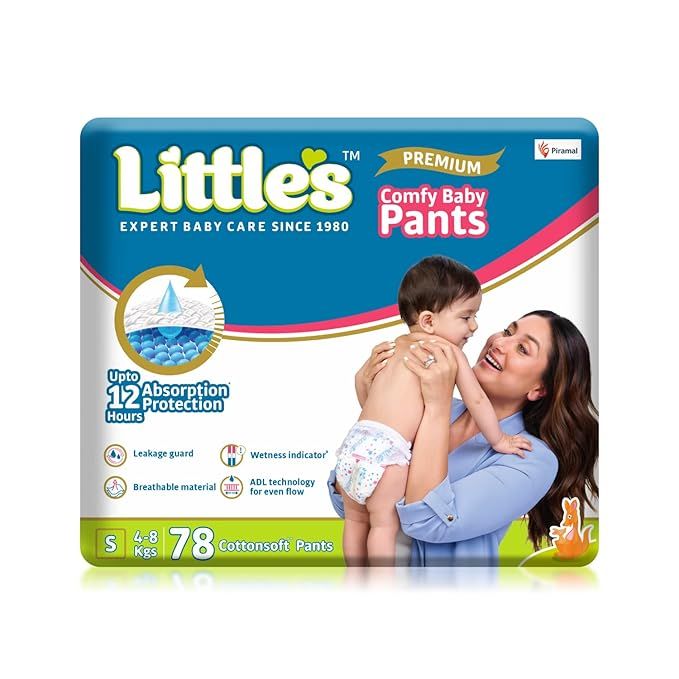 Little's 12 Hours Absorption Protection Baby Diaper Pant - S, 78pcs
