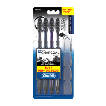 Oral-B Cavity Defense Toothbrush Black - Medium, 4pcs