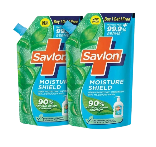 Savlon Hand Wash Refill Pouch - Moisture Shield, 675ml (Set of 2)