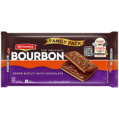 Britannia Bourbon Original Biscuit Family Pack, 100g (Set of 5)