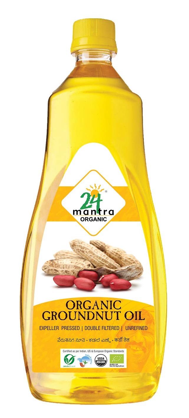 24 Mantra Organic GroundNut Oil PET Bottle, 1L