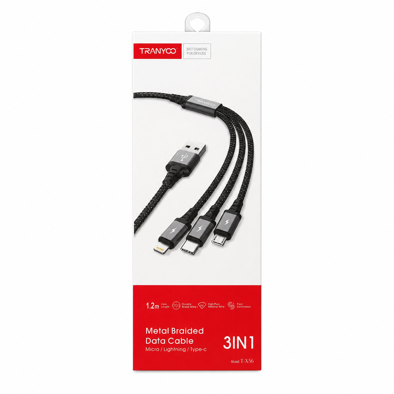 Tranyoo | 3-in-1 | Data Cable Metal Braided