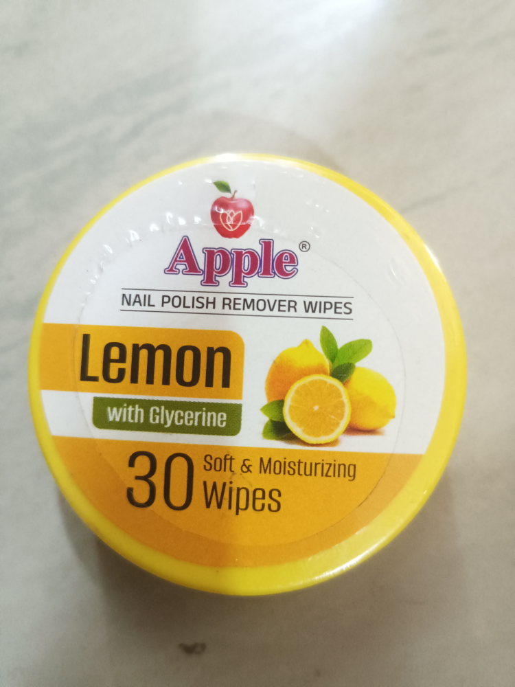 Apple Nail Polish Remover Wipes - Lemon, 30 Wipes