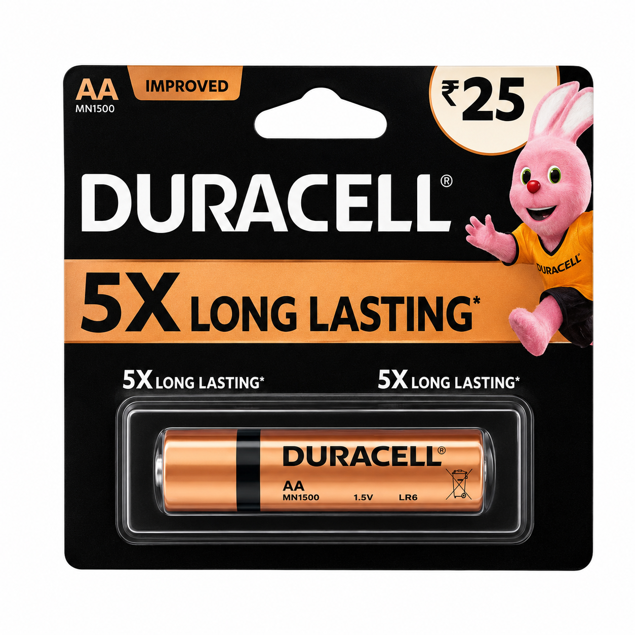 Duracell 5X Long Lasting Alkaline AA  Battery, 1pc