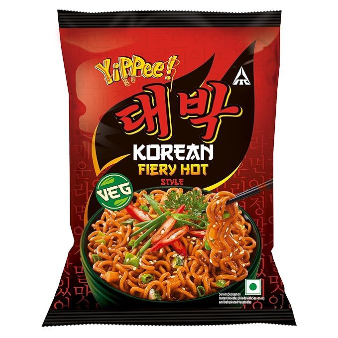 Sunfeast Yippee! Korean Fiery Hot Vegetarian Instant Noodles, 75g
