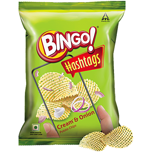 Bingo Hashtags Potato Chips - Cream & Onion, 58g