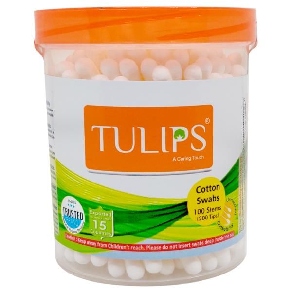 Tulips Cotton Buds Stick Jar, 100pc