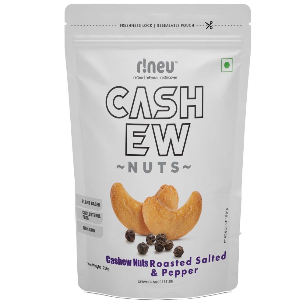 r!neu Premium Roasted Salted & Pepper - Cashew Nuts, 250g