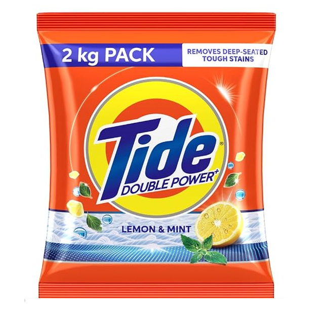 Tide Plus Double Power Detergent Powder - Lemon & Mint, 2kg