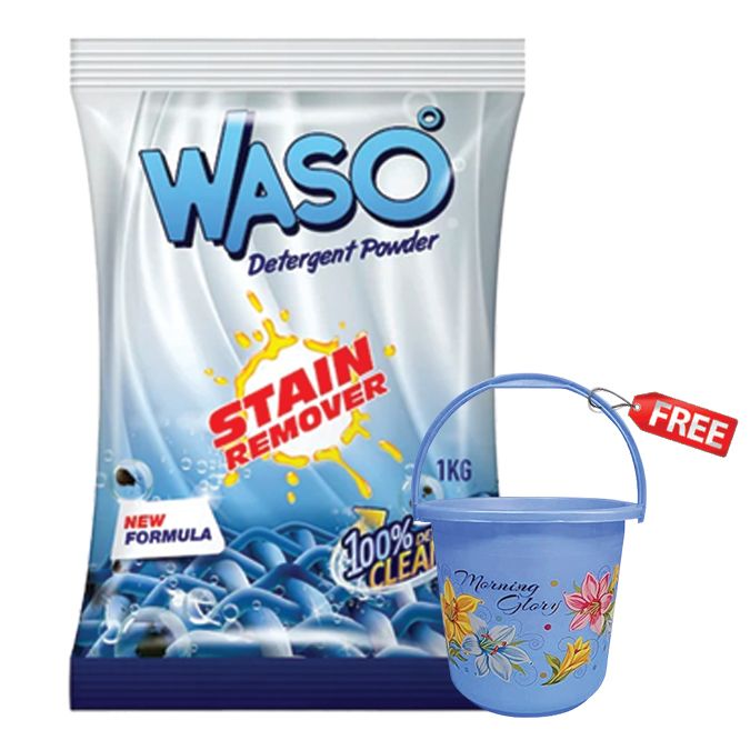WASO Stain Remover Detergent Powder, 1kg (5L Bucket Free)