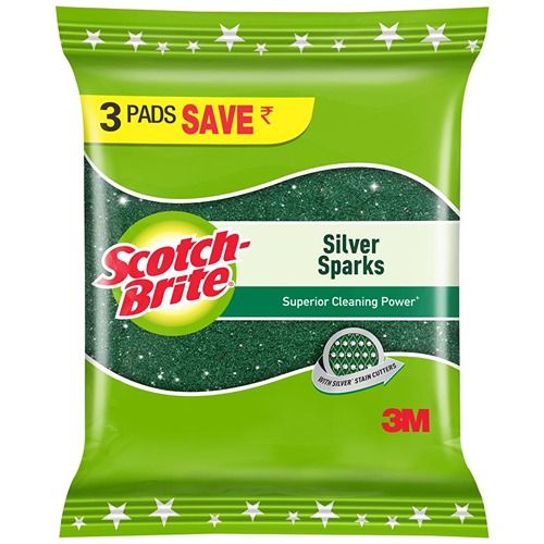 Scotch-Brite Silver Sparks Scrub Pad, 3pc (7cm X 10cm)