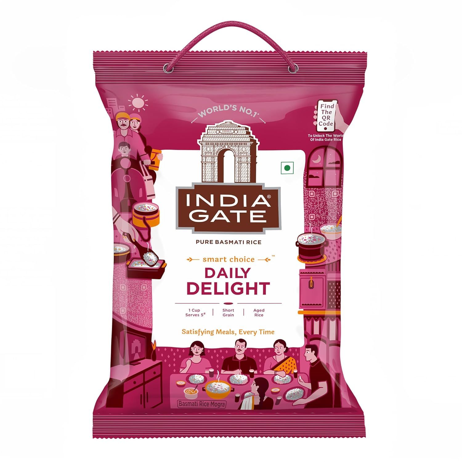 India Gate Daily Delight Pure Basmati Rice Bag, 5kg