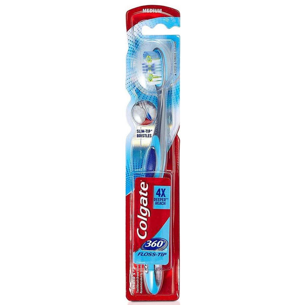 Colgate 360 Floss Tip Bristle Toothbrush - Medium