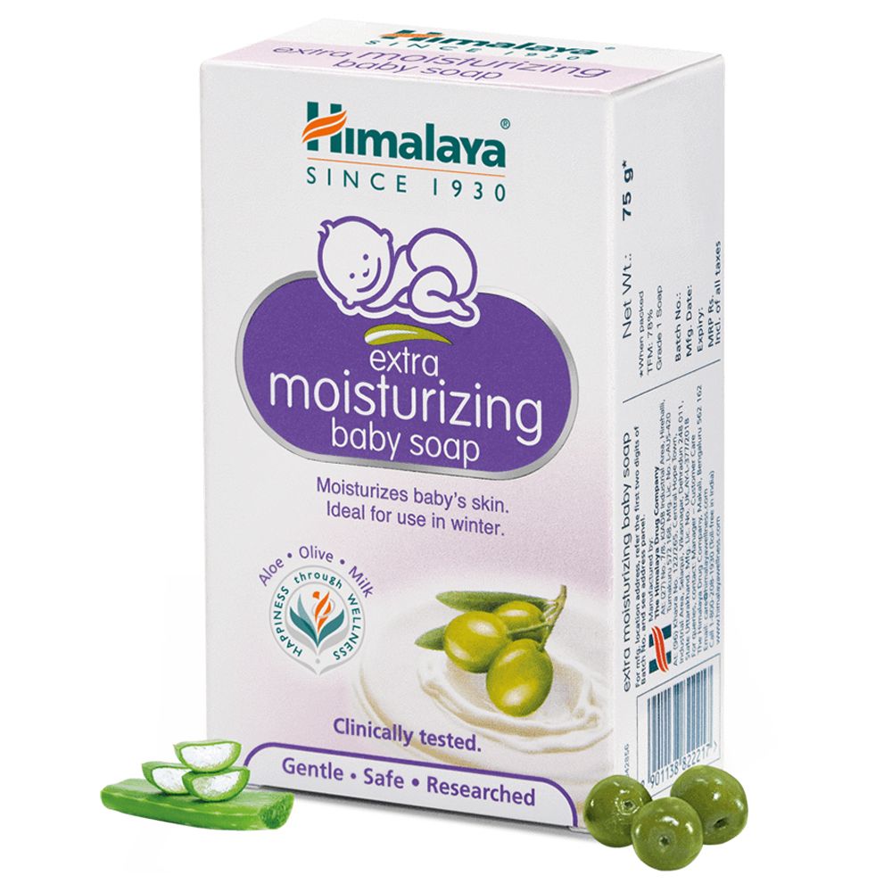 Himalaya Extra Moisturizing Baby Soap - Milk, Olive & Aloe Vera, 75g