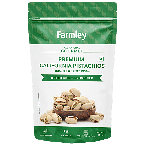 Farmley Premium California Pistachios Pouch - Roasted & Salted, 200g