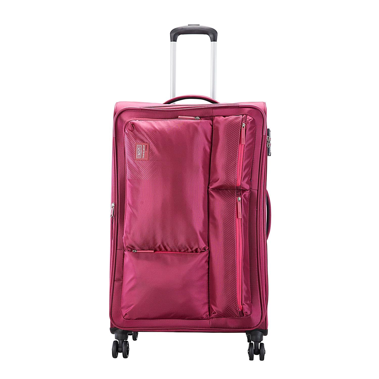 VIP | Adept | 8 Wheel Trolley Suitcase With Spinner Wheels (Large, 79cm, Berry)