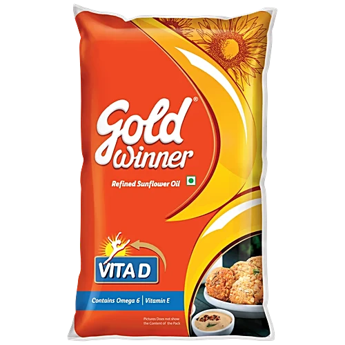 Gold Winner Refined Sunflower Oil Pouch, 1L