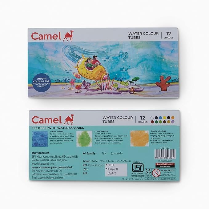Camel Student Water Colours Tubes - Assorted, 5ml (12 Shades)