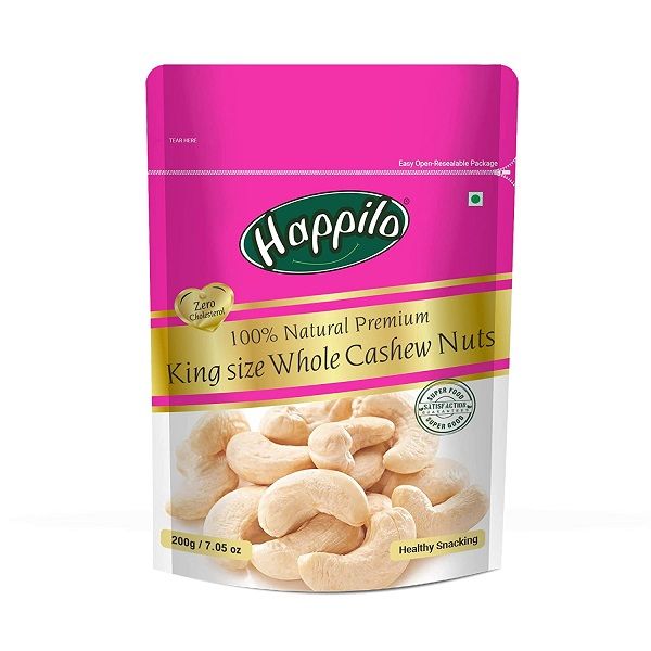 Happilo 100% King Size Natural Premium - Whole Cashew Nuts, 200g