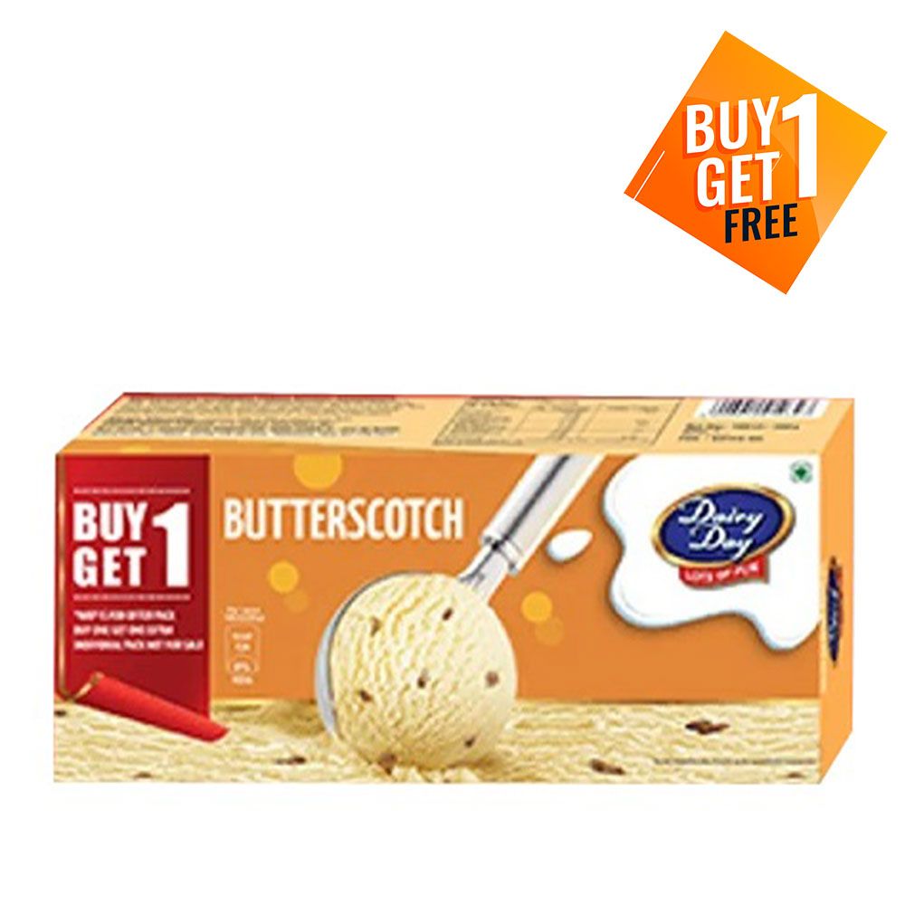 Dairy Day Ice Cream Carton - Butterscotch, 700ml (Buy 1 Get 1 Free)
