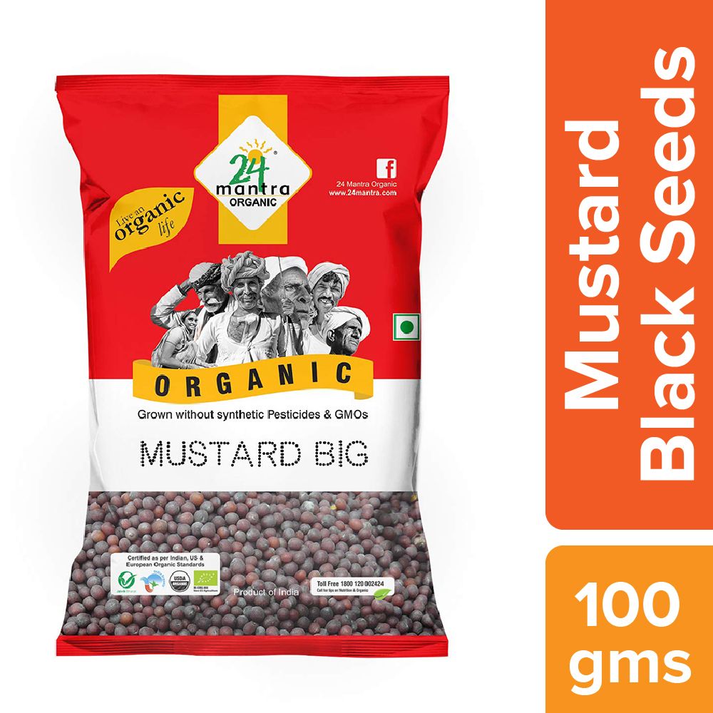 24 Mantra Organic Mustard Black Seeds - Big, 100g