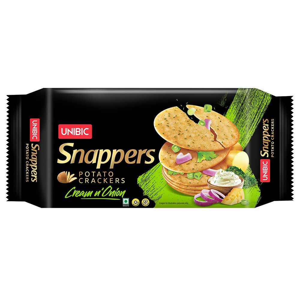 Unibic Snappers Potato Crackers - Cream & Onion, 280g