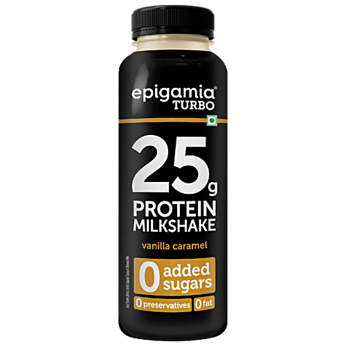 Epigamia Turbo Protein Milkshake PET Bottle - Vanilla Caramel, 250ml