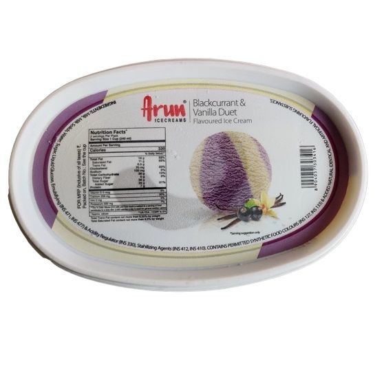 Arun Ice Cream Tub - Vanilla Duet & Black Currant, 500ml