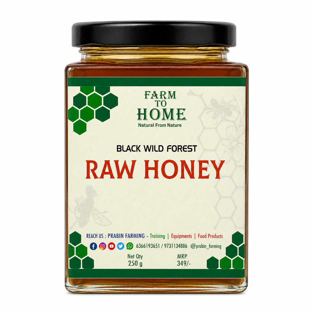 Farm to Home Black Wild Forest Raw Honey, 250g