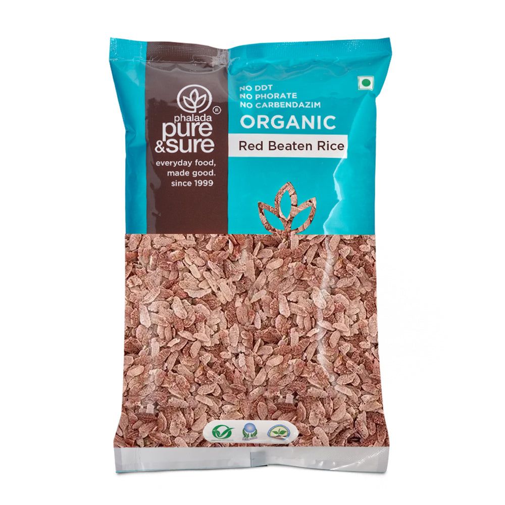 Phalada Pure & Sure Organic Beaten Rice Pouch / Avalakki Thick - Red, 500g