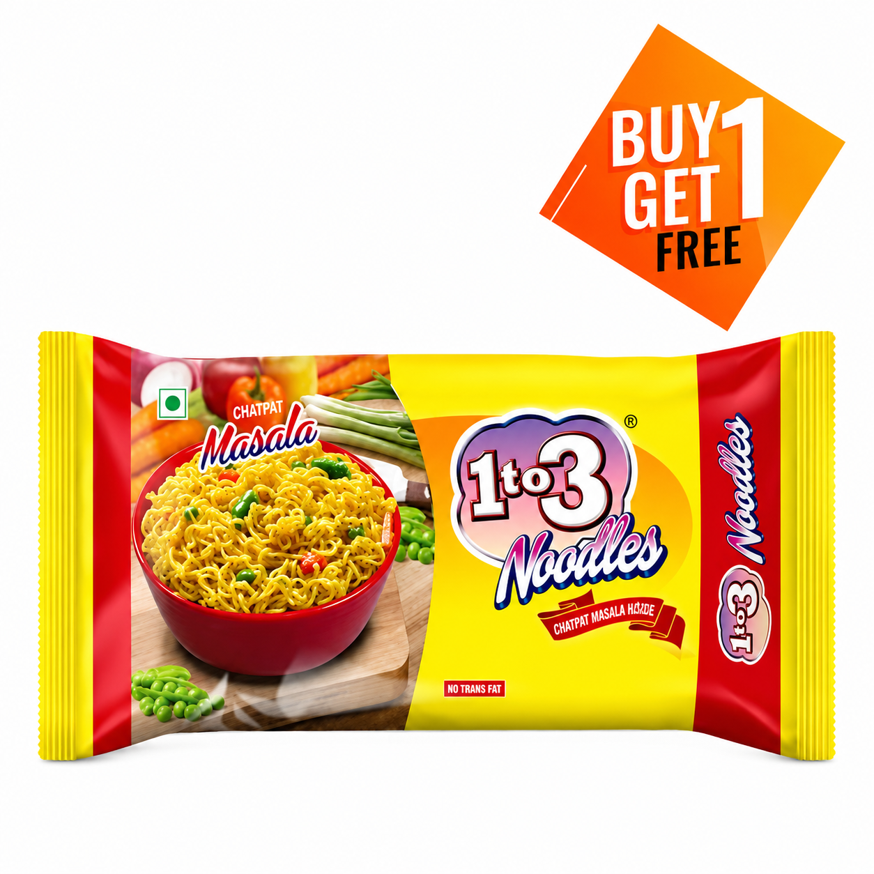 1to3 Instant Noodles Pouch - Chatpat Masala, 200g (Buy 1 Get 1 Free)