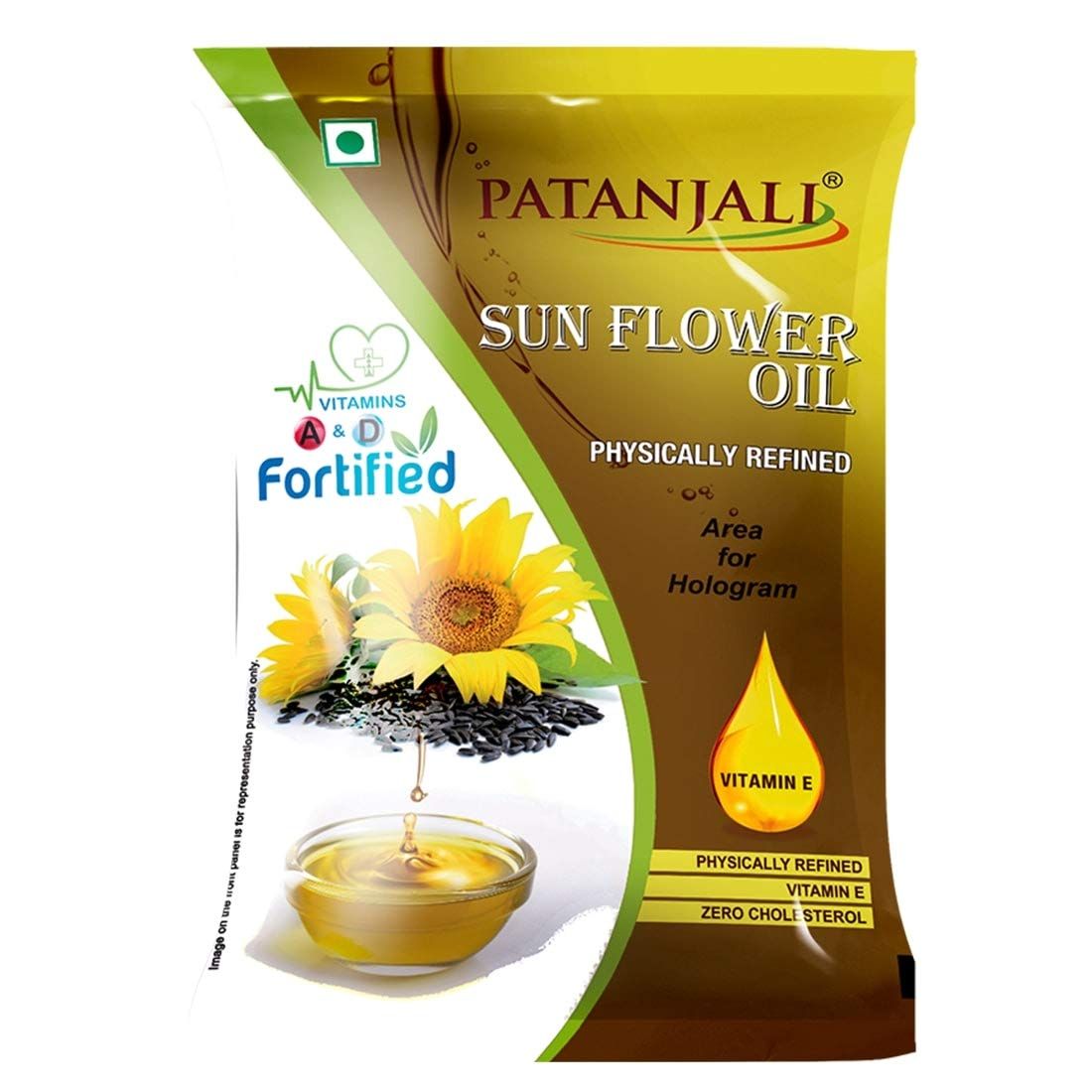 Patanjali Oil Pouch - Fortified Sunflower, 1L