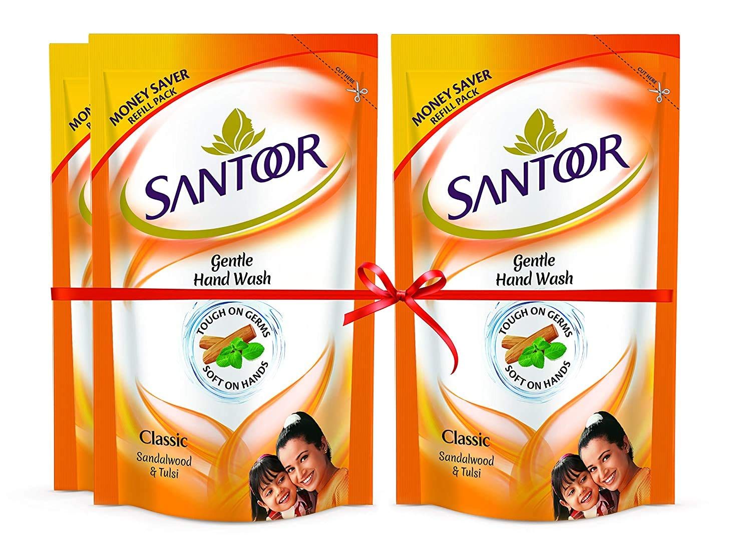 Santoor Gentle Hand Wash Classic Refill - Sandalwood & Tulsi, 180ml (Buy 2 Get 1 Free)